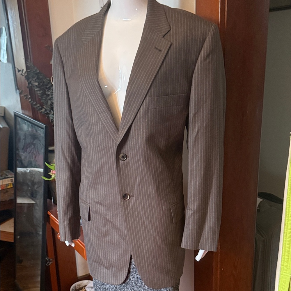 Liz Claiborne Classic Brown extra wool Pinstripe Men's Blazer